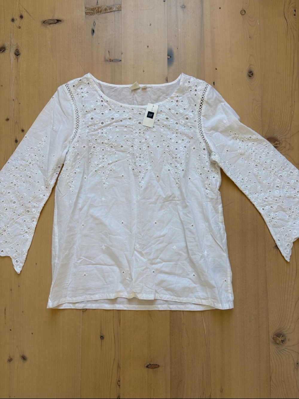 Gap White Eyelet Broderie Anglaise Cotton Blouse - Small